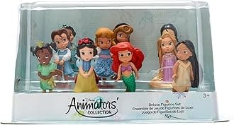Store Official Animators' Princess Figurine Playset, 10 Moulded Toy Dolls, Includes Rapunzel, Jasmine, Snow White, Ariel, Belle, Aurora, Tiana, Pocahontas, Cinderella & Mulan