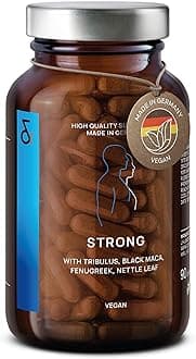 Strong - Black Maca Complex with Tribulus Terrestris, Cordyceps Sinensis, L-Arginine, Black Garlic, Fenugreek Seed, Ginseng, Zinc & Selenium - Supplement for Men - 90 Capsules
