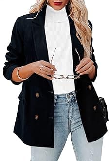 CRAZY GRIDWomens Casual Blazer Jacket Long Sleeve Open Front Work Office Blazer Lapel Button Jacket