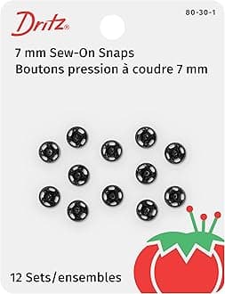 80-30-1 Sew-On Snaps, Black, Size 3/0 12-Count