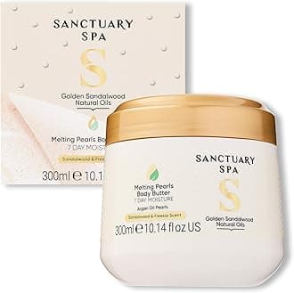 Spa Golden Sandalwood Melting Pearl Body Butter with Shea Butter & Argan Oil, No Mineral Oil, Cruelty Free & Vegan Body Moisturiser, 300g