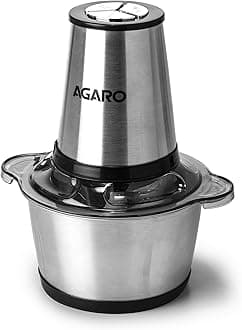 AGARO Delite Vegetable & Meat Chopper for Kitchen, Garlic Peeler, Egg Whisker, 2L Bowl, 400W Motor, 3 Speed Settings, Meat Grinder, Vegetable Mixer, Stainless Steel Body, Onion, Garlic, Fruits.