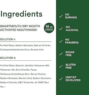 SmartMouth Activated Dry Mouth Mouthwash, Dry Mouth and Bad Breath Relief, Mint, 16 fl oz, 2 Pack