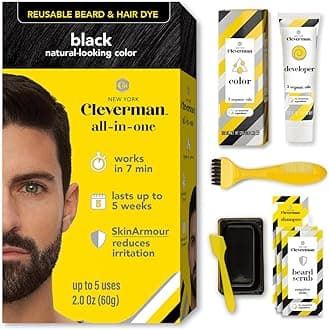 Hair and Beard Dye for Men - All-in-One Set - Colour for Men for Natural Coverage Against Grey Hair, Professional Quality, No Ammonia, for Concealing Grey Hair, Beard