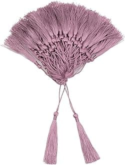 VAPKER Silky Soft Purple Tassels - 100pcs, 13cm/5-Inch, Handmade, Bookmark Tassels with 2-Inch Cord Loop for Jewelry Making, DIY Projects