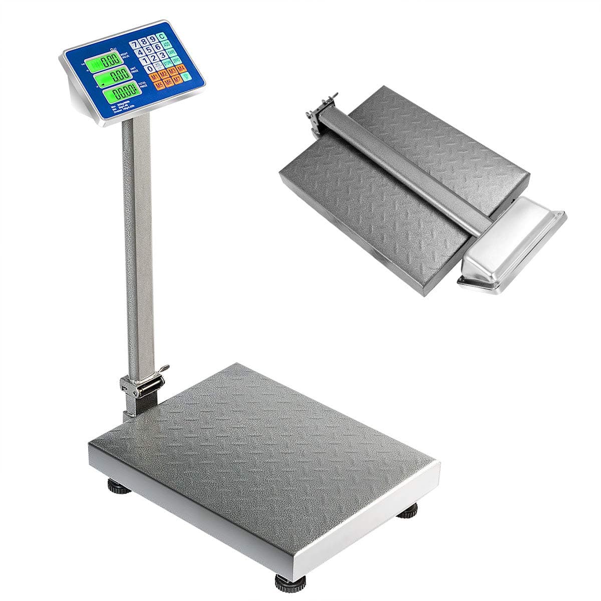 660lbs Weight Computing Digital Scale Floor Platform Scale for Weighing Luggage Package Shipping Mailing Postal Scale with Accurate LB/KG Price Calculator, High-Definition Display (Silver)