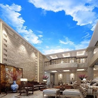 3D Ceiling Wallpaper, Blue Sky White Cloud Ceiling Self Adhesive Mural, Wall Art Removable Wallpaper Mural for Living Room and Bedroom