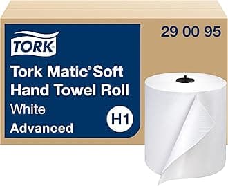 Matic Advanced Paper Towel Roll H1, Soft Paper Hand Towel 290095, Long-Lasting, Quick Absorbing, High Capacity 1-Ply, White - 6 x 900 ft