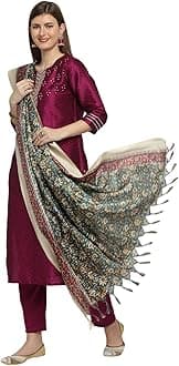 Women's Floral Printed Silk Dupatta Free Mustard