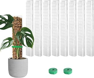 EOX 8 Pcs 15 Inch Plastic Moss Pole for Monstera, D Shaped Poles for Climbing Plants Work with Sphagnum Moss, 106 Inch Plant Stake Set of 8, Garden Ties