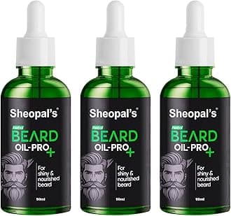 Sheopals Growth Natural Rosemary & Kalonji Beard Oil 50 ml (3 Packs)– Promotes Thicker, Healthier Beard Growth with Moroccan Argan, Vitamin E & Sweet Almond – All‑Natural, Sulfate‑Free & Paraben‑Free