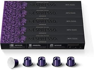 Original Coffee Pods - 50 Inspiranzione Arpeggio Capsules for Nespresso Machines. Make Espressos, Cappuccino and Macchiato at home. A short dark roast, intensity 9 coffee. Recyclable Pods