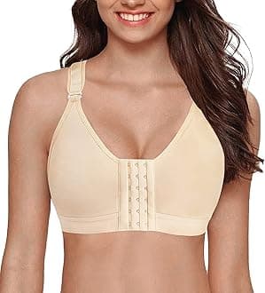 YIANNA Women Post Surgery Front Fastening Sports Bra with Wide Back Support