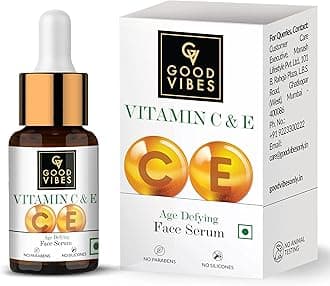 Vitamin C & Vitamin E Age Defying Face Serum | Lightweight Naturally Glowing Serum For All Skin Types | Helps Repair Skin & Wrinkles | No Parabens & Sulphates (10 ml/0.34 Fl Oz)