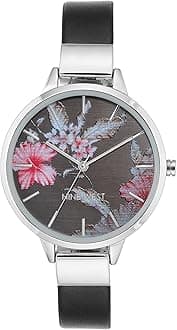 Nine West Silvertone Floral Watch