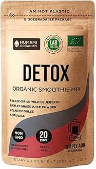 Numami Organic Detox Blueberry Smoothie Powder with Healthy Spirulina, Atlantic Dulse and Barley Grass Juice Powder, Premium Quality superfood from Europe