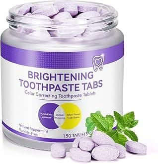 Toothpaste Tabs 150pcs, Purple Toothpastes for Teeth Whitening, Nano Hydroxyapatite, Flouride Free Toothpaste Tablets, Peppermint Flavored Strengthen Teeth, Eco & Travel Friendly