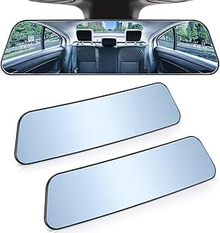 JOYTUTUS Rearview Mirror, 2 pack 12 Inch Panoramic Anti-Glare Clip-on Wide Angle Convex Rear View Mirror, Effectively to Reduce Blind Spot, Universal for More Car SUV Trucks -Blue