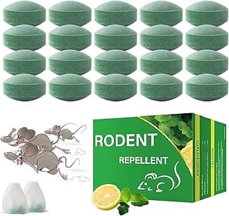 Mouse Repellent, 20 Pack Peppermint Oil Mouse and Squirrel Deterrent for Indoor-Outdoor, Rat Poisoning for Inside Home, Natural Repellent to Keep Rodents Out of Car, Rat Controller Pills