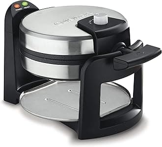 Round Flip Belgian Waffle Maker, 1" thick Belgian-style Waffle, WAF-F30NAS