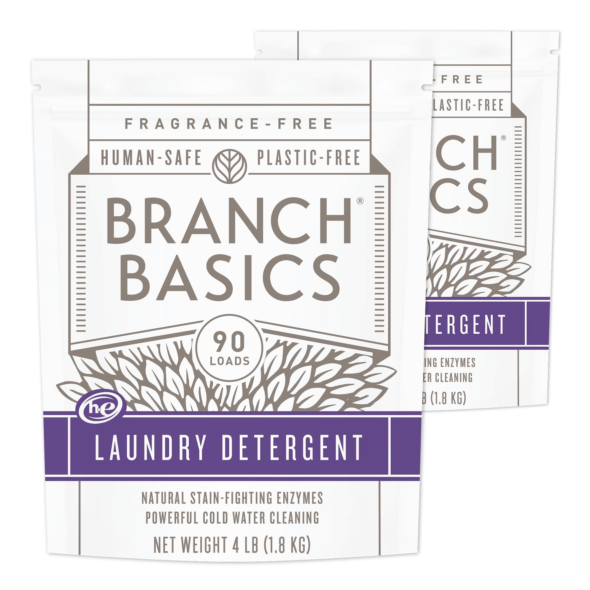 - Branch Basics Laundry Detergent – 2 Pack, 4lbs per | Plant & Mineral-Based Formula | Lifts Stains & Removes Odor | Plastic-Free, Fragrance-Free & Safe for Sensitive Skin