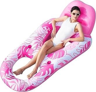 Sloosh Pool Lounge Float Adult, Inflatable Pool Floats Lounger Raft Floaties Water Floating Recliner Chair with Cup Holders Foot Rest Swimming Pool Floaty