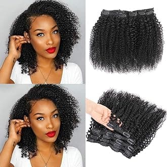 Urbeauty 20 Inch Kinky Curly Clip In Hair Extensions for Black Women, Human Hair, 3c Kinky Curly Hair Clip Ins