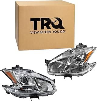 TRQ Driver & Passenger Side Headlight Assembly Set Headlights Driver & Passenger Side Compatible with 2009-2014 Nissan Maxima NI2502177 NI2503177