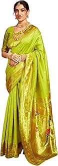 Satrani Women's Silk Paithani Jacquard Weaving Saree with Unstitched Blouse Piece