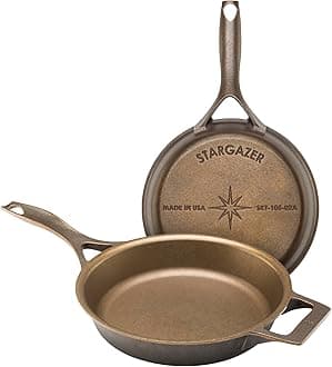 Stargazer 10.5-Inch Cast Iron Skillet | Made in USA, Seasoned, Premium Frying Pan for Grilling, Searing, Baking & More – Durable Cast Iron with Smooth Cooking Surface
