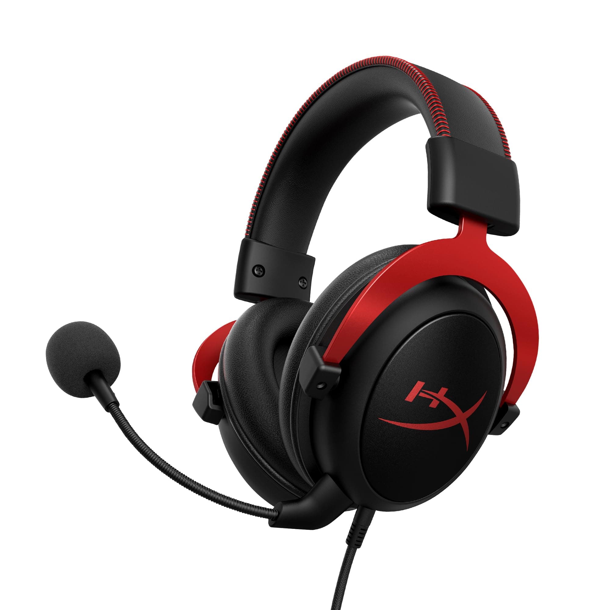 HyperX Cloud II – Wired Gaming Headset for PC, PS5 / PS4. Active Noise Cancellation, Over Ear, circumaural, Closed Back, HyperX Virtual 7.1 Surround Sound - Black-Red (4P5M0AA)