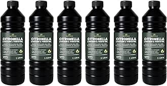 CUQOO 1L Scented Citronella Oil for Garden Burners - 6 Pack Insect-Repelling Torch & Lantern Oil Outdoor Use, Garden Citronella for Tiki Torches, Burners & Lamps, Patios, BBQs, Camping
