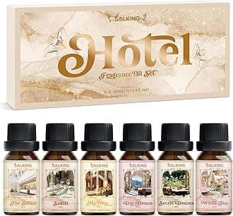 SALKING Hotel Fragrance Oils, Premium Essential Oil for Diffuser, Scented Oil Gift Set for Soap Candle Making - The Hotel, Santal, My Way, Day Dream, Secret Desires, White Tea