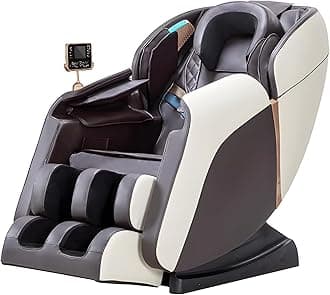 Harley Fitness Full Body Massage Chair Recliner with Foot Massager, Back & Neck Massager, Leg & Shoulder Massager, Zero Gravity Massage Machine for Home & Office (White/Coffee)
