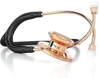 MDF Instruments, RoseGold MD One Stainless Steel Stethoscope, Adult, Black Tube, RoseGold Chestpieces-Headset, MDF777RG11