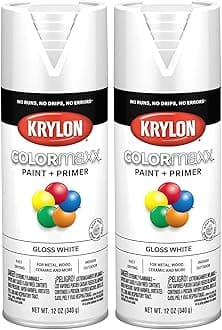 Krylon K05545007 COLORmaxx Spray Paint and Primer for Indoor/Outdoor Use, Gloss White 12 Oz (Pack of 2)