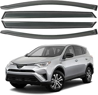 4PCS Rain Guards Fit for 2013-2018 Toyota RAV4 LE XLE SE, Tape-on Outside Mount Window Visors, Smoke Side Window Deflector, Vent Shade Shield, 2013 2014 2015 2016 2017 2018, Exterior Car Accessories