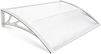 Blisswood Front Door Canopy Outdoor Awning Shelter 150 x 100 cm Window Rain Roof Cover With Polycarbonate Roofing Sheets Porch Shade Patio UV Protection Back Door Porch Canopies