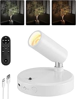 EZVALO Battery Powered LED Spotlight Indoor, Wireless Picture Lights with Remote, 5500mAh Rechargeable Mini Display Light, Uplighting Indoor for Artwork, Tree, Painting, Portrait (white-1Pack)