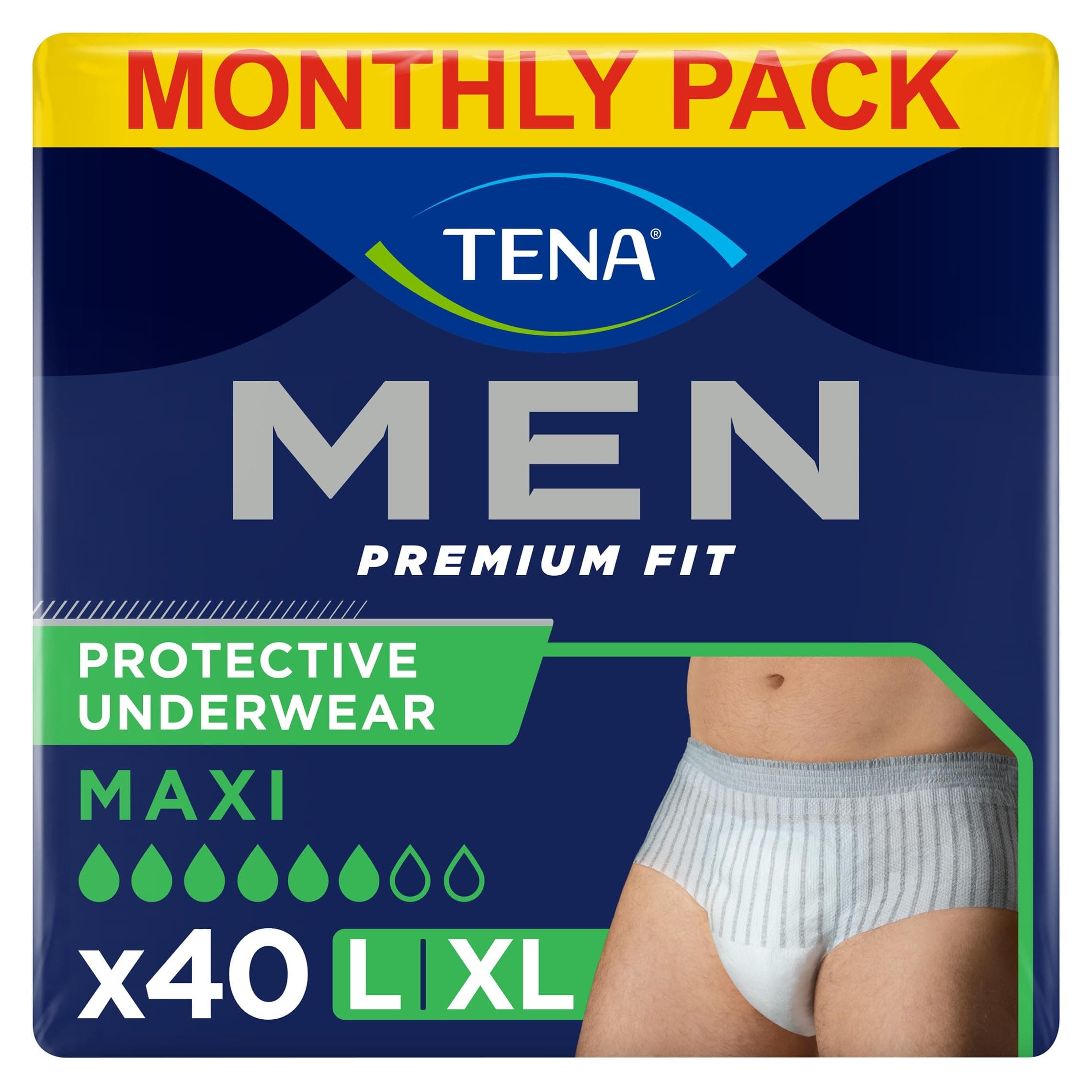 Men Protective Underwear, Large, Level 4 for Heavy Bladder Weakness, 40 pairs of Incontinence Pants (10 x 4 packs) for Men, with a Masculine and Discreet Style