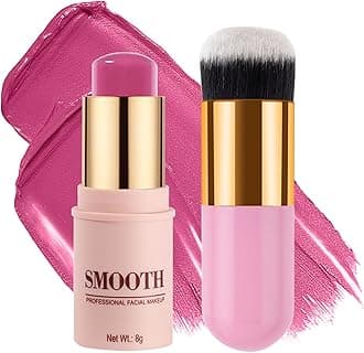 Multi-use Blush Stick, Monochromatic Face Beauty Wand for Cheek, Eyeshadow and Lip, Longwear Waterproof Matte Finish Cream Blush Makeup Stick with Brush for Women, 0.28oz (Shy Pink #01)