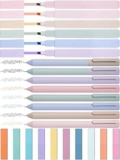 NiArt Bible Highlighters and Pens No Bleed Set of 14-Morandi-Colored Ink Highlighters, Gel Pens, Sticky Notes Set with Transparent Storage Box-Perfect for Bible Study, Note-Taking and Creative Writing