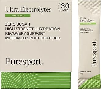 Ultra Electrolytes Hydration Citrus Salt (30 Pack), High Performance Sugar Free Electrolytes Powder, 1000mg Sodium, Optimise Hydration & Support Muscles, Travel-Friendly Format