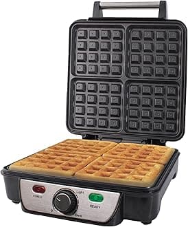 35940 Four Slice Deep Fill Waffle Maker/Non-Stick Hot Plates/Adjustable Temperature/Stainless Steel with Cool Touch Handle / 1100W