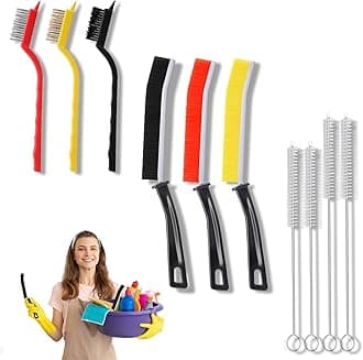 10 Pack Crevice Cleaning Brush Set,Hard Bristle Crevice Cleaning Brush,Wire Brushes and Straw Brush,Crevice Cleaning Tool for Kitchen, Faucets，Grout,Bathroom, Corners, Tight Spaces,Sink and Gas Stove