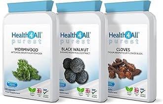 Health4All Wormwood, Black Walnut, Cloves Digestive Intestinal Detox Cleanse for Humans Set, 3x90 270 Capsules, 3 Step Gut Cleanse & Repair, Purest Vegan Intestinal Detox Supplement | Made in UK