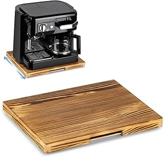 ANBOXIT Appliance Slider, Wooden Sliding Tray for Coffee Maker, Coffee Pot Slider for Counter, Kitchen Caddy Rolling Tray (Rustic Brown- Wide)