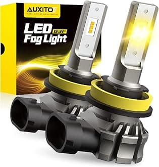 AUXITO H11/H8/H16 LED Fog Light Bulbs or DRL, 6000 Lumens 3000K Amber Yellow Light, 300% Brightness, CSP LED Chips Fog Lamps Replacement for Cars, Play and Plug (Pack of 2)