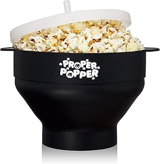 Proper Popper The Original Microwave Popcorn Silicone Popcorn Maker, Collapsible Bowl BPA Free & Dishwasher Safe - (Black)