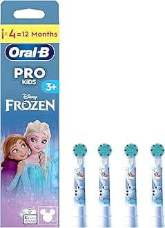 Oral-B Pro Kids Electric Toothbrush Head, Oral B Electric Toothbrushes Kids, with Disney Frozen Characters, Extra Soft Bristles, for Ages 3+, Pack of 4 Toothbrush Heads, White
